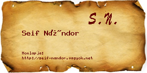 Seif Nándor névjegykártya
